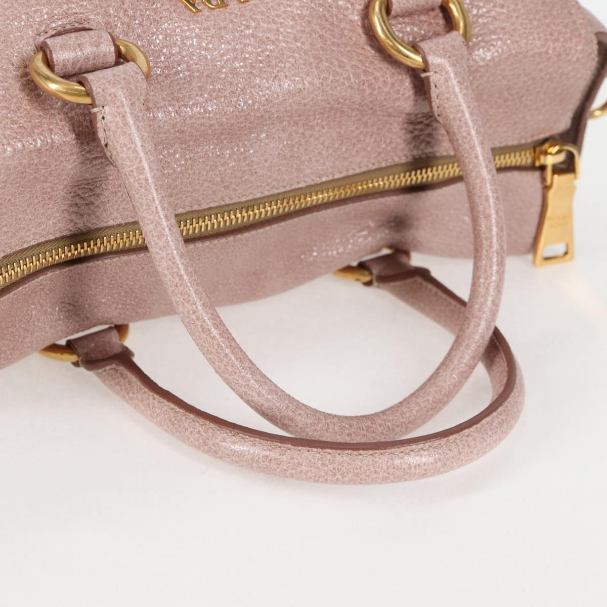 PRADA Hand Bag Leather 2way Pink Gold Auth yk18353M