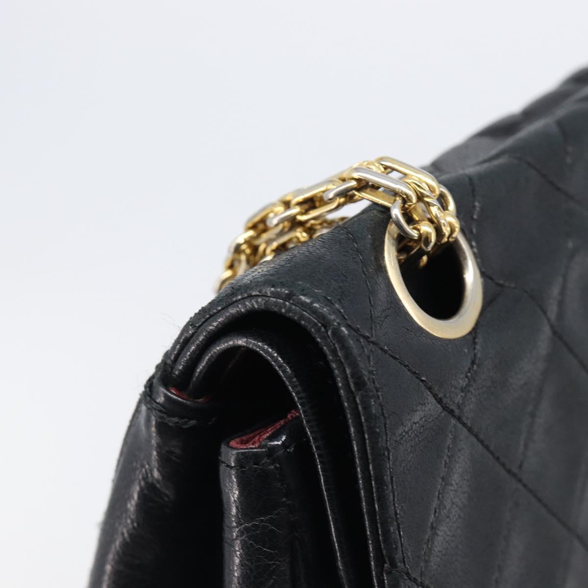 CHANEL Matelasse Chain Hand Bag Lamb Skin Vintage Black Gold CC Auth yk18374A