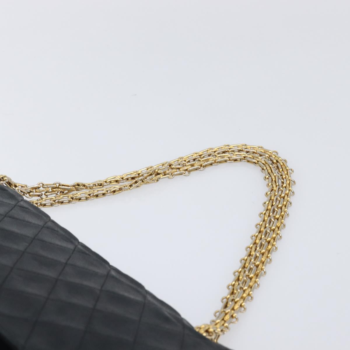 CHANEL Matelasse Chain Hand Bag Lamb Skin Vintage Black Gold CC Auth yk18374A