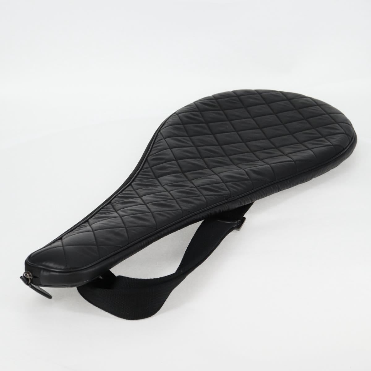 CHANEL Tennis Racket Case Set COCO Mark plastic Black White CC Auth yk18381V