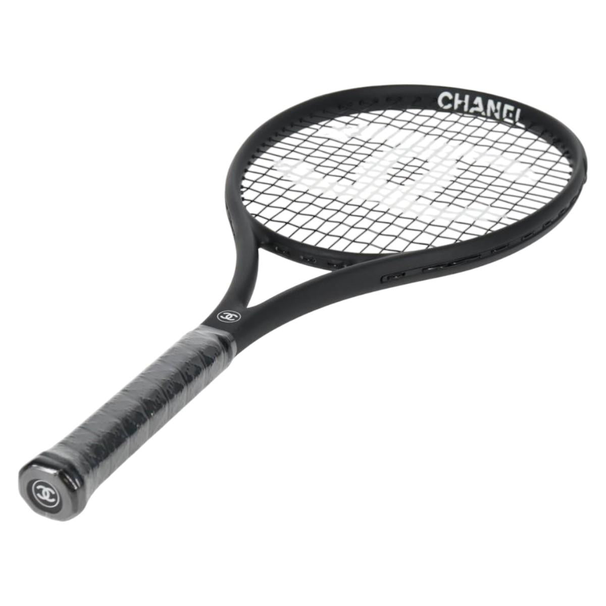 CHANEL Tennis Racket Case Set COCO Mark plastic Black White CC Auth yk18381V