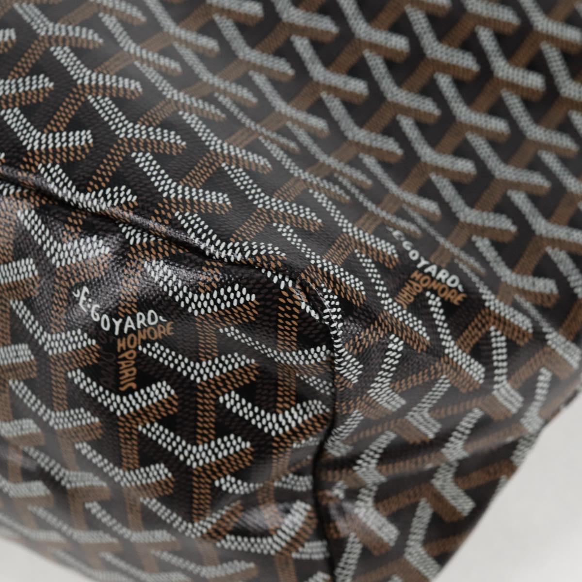 GOYARD Herringbone Saint Louis PM Tote Bag PVC Leather Black Auth yk18382SM