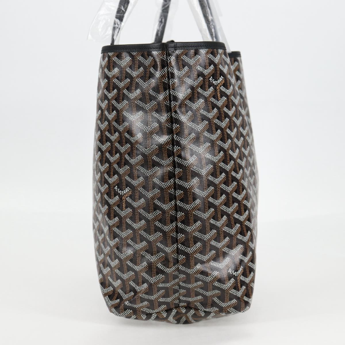 GOYARD Herringbone Saint Louis PM Tote Bag PVC Leather Black Auth yk18382SM