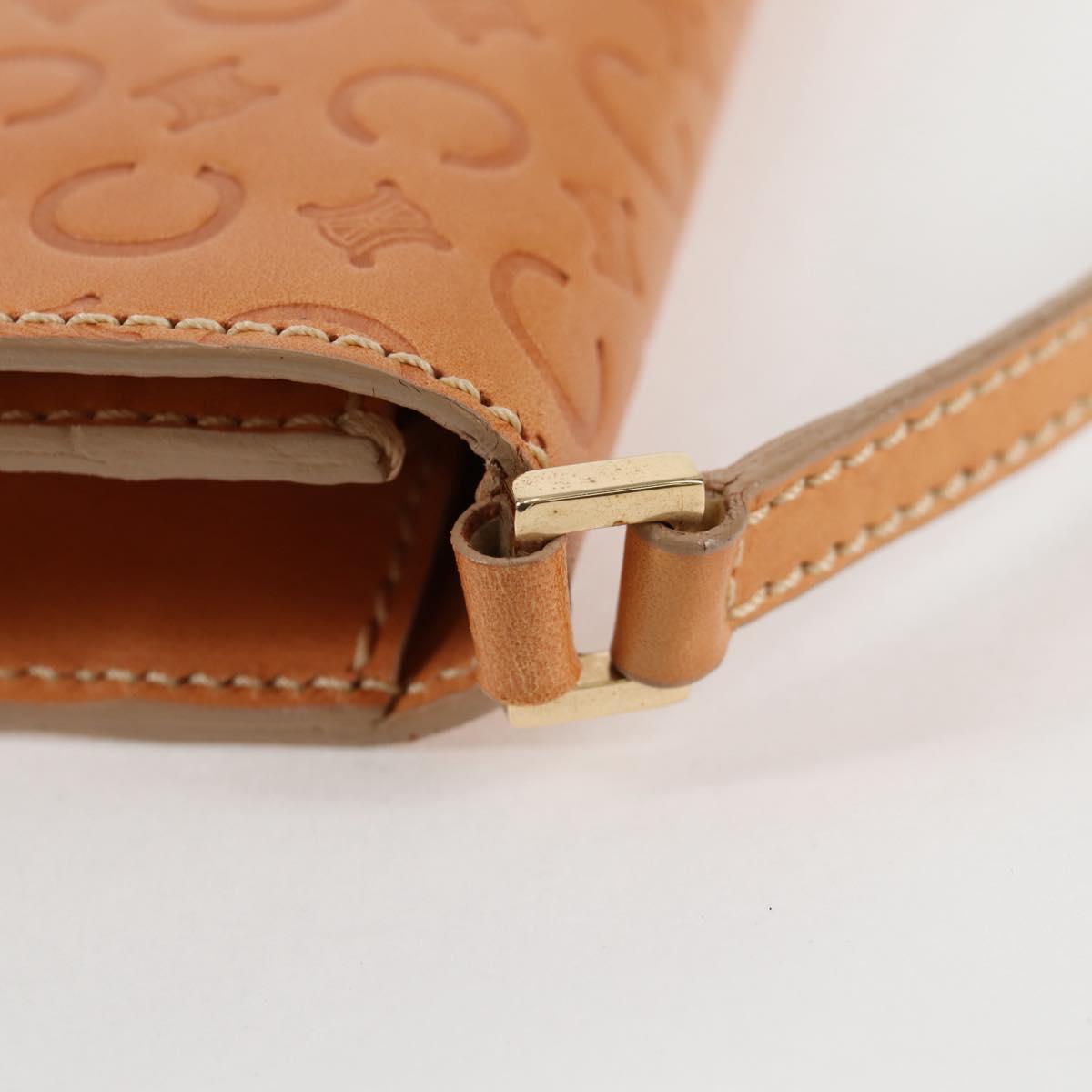 CELINE C Macadam Canvas Accessory Pouch Beige Gold Auth yk18393V