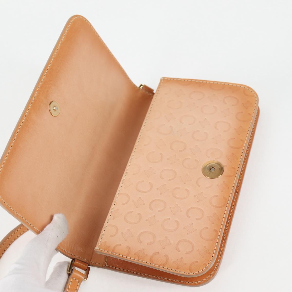 CELINE C Macadam Canvas Accessory Pouch Beige Gold Auth yk18393V