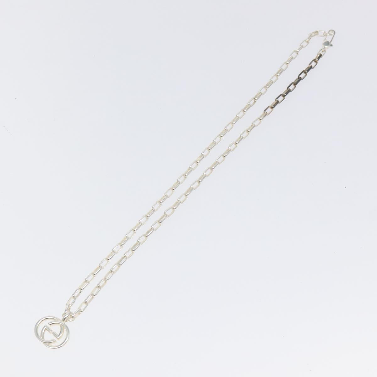GUCCI Interlocking Necklace Ag925 Silver Auth yk18400