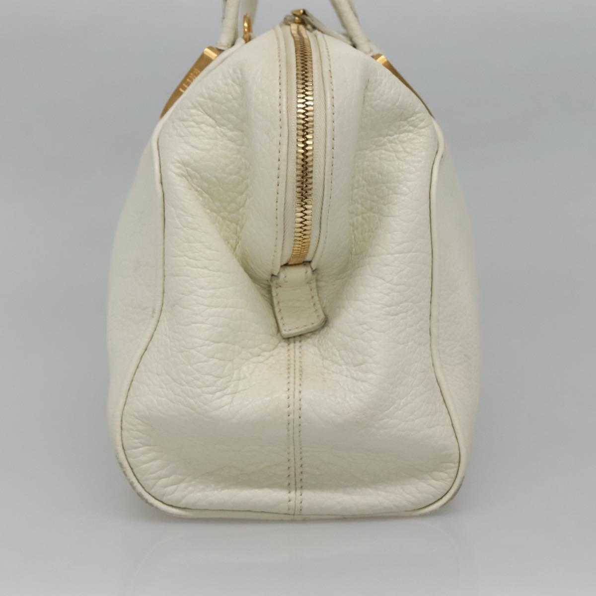FENDI Chameleon Hand Bag Leather 2way White Gold Auth yk18403
