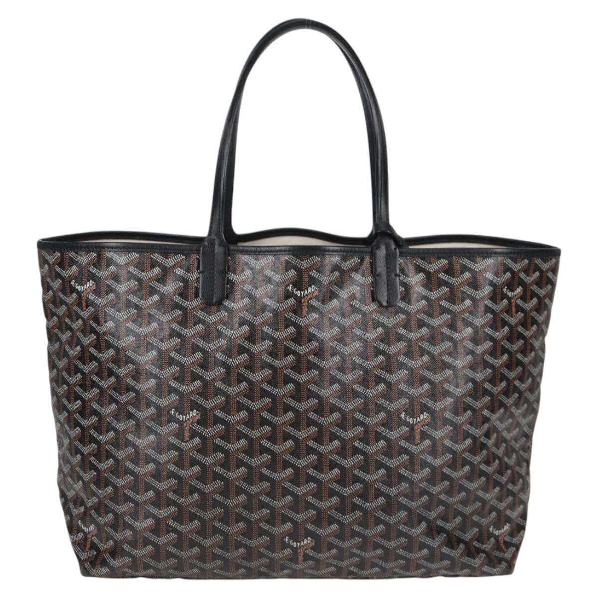 GOYARD Herringbone Saint Louis PM Tote Bag PVC Black Auth yk18410M