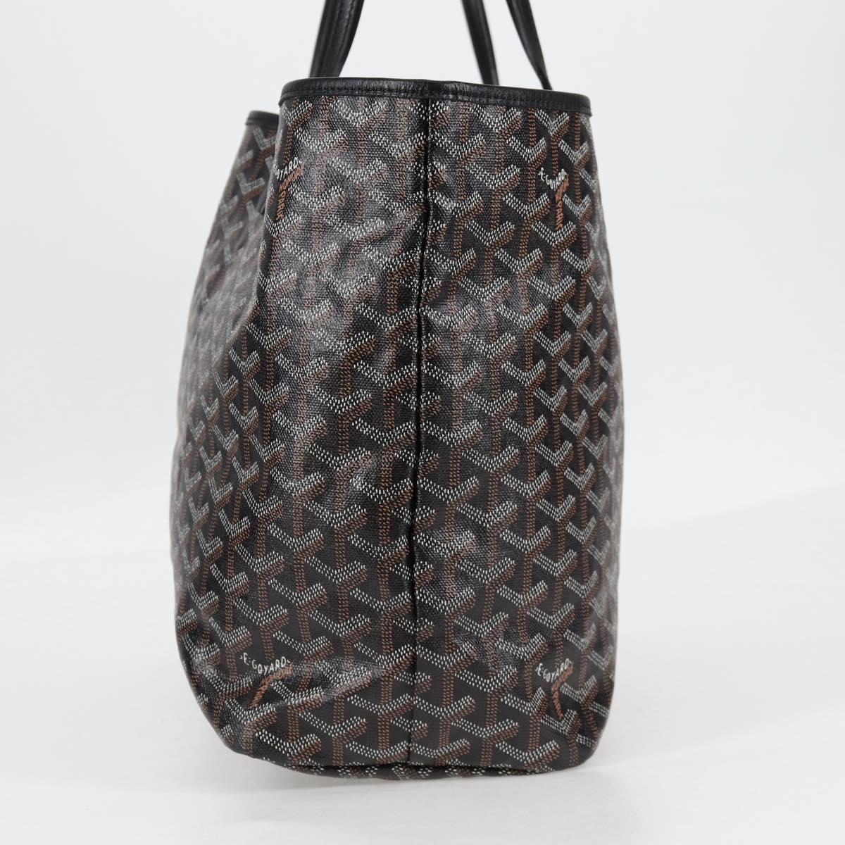 GOYARD Herringbone Saint Louis PM Tote Bag PVC Black Auth yk18410M