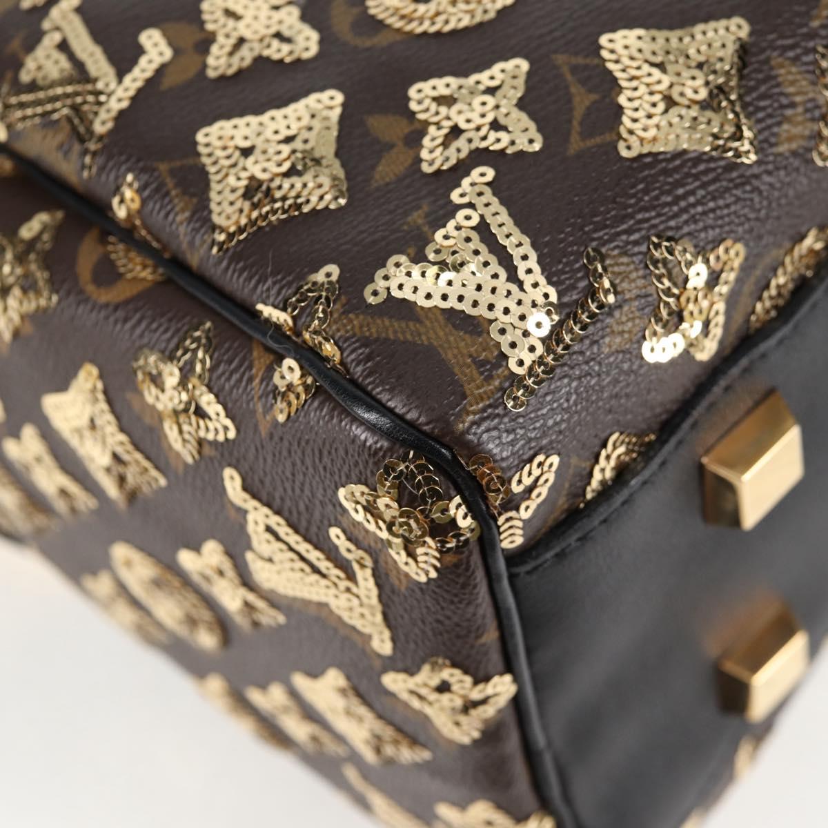 LOUIS VUITTON Monogram Eclipse Sequins Speedy 30 Bag Gold M40244 Auth yk18412M