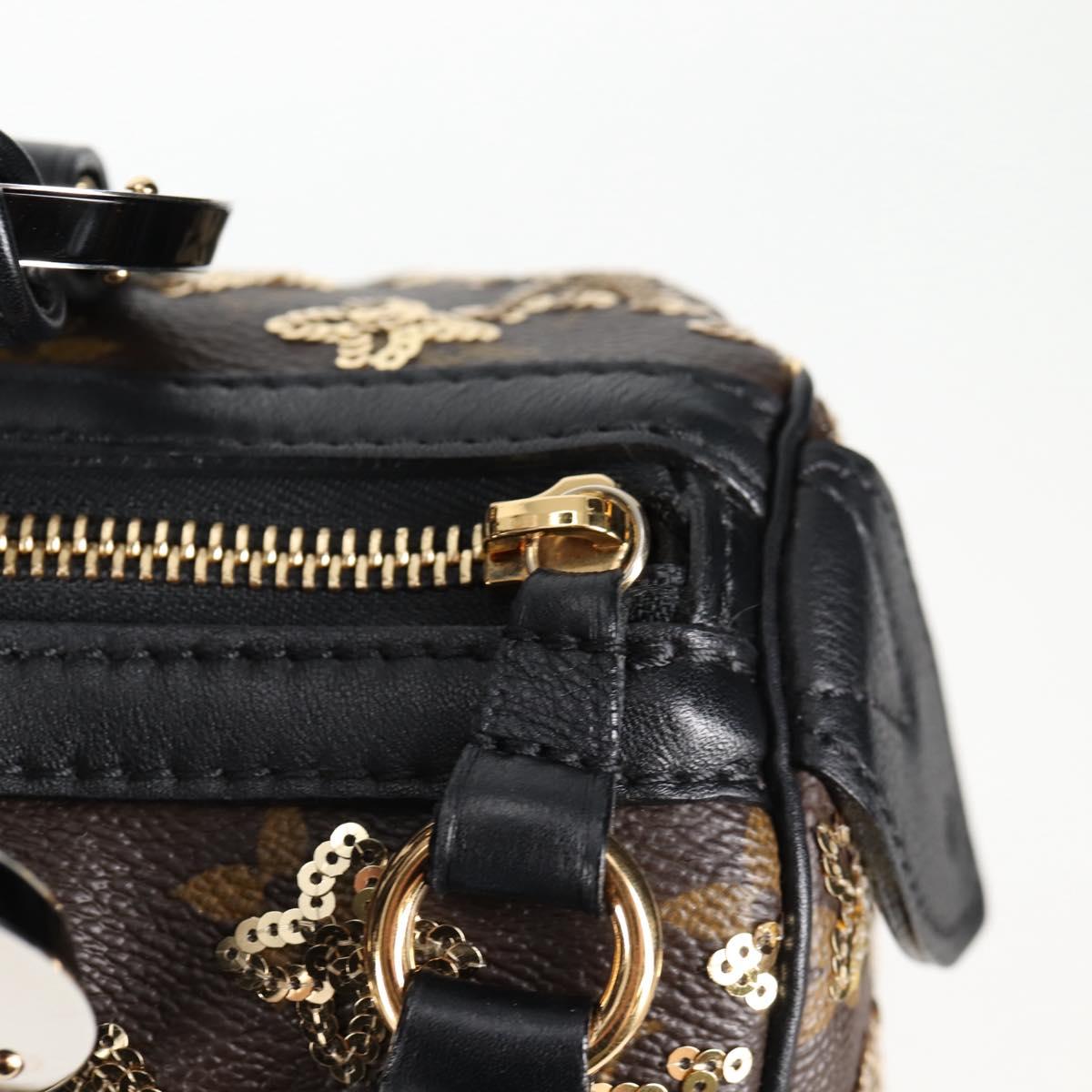 LOUIS VUITTON Monogram Eclipse Sequins Speedy 30 Bag Gold M40244 Auth yk18412M