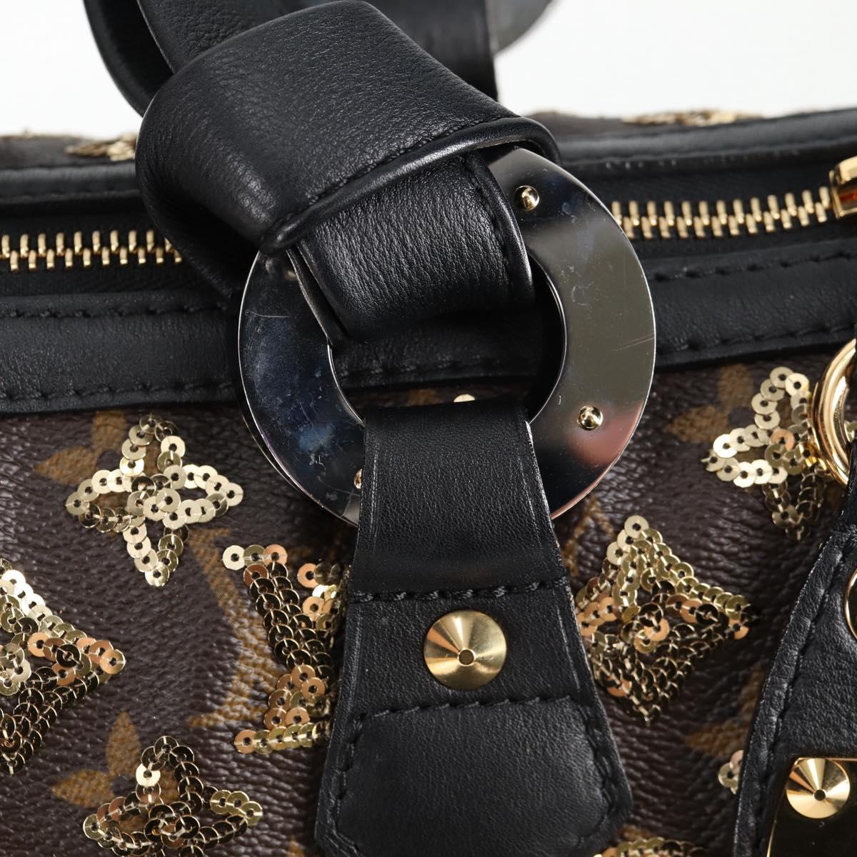 LOUIS VUITTON Monogram Eclipse Sequins Speedy 30 Bag Gold M40244 Auth yk18412M