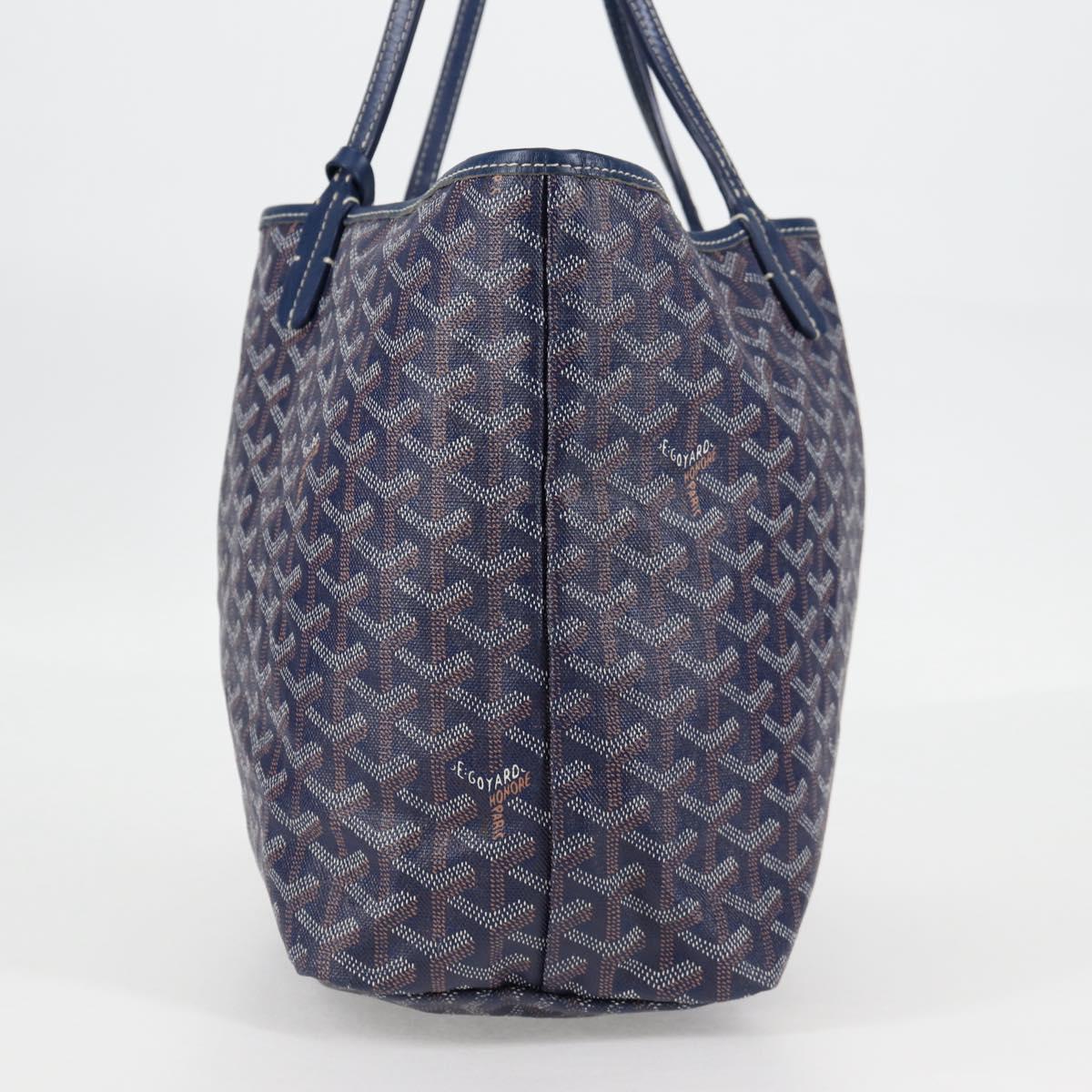GOYARD Herringbone Saint Louis PM Tote Bag PVC Navy Auth yk18428M