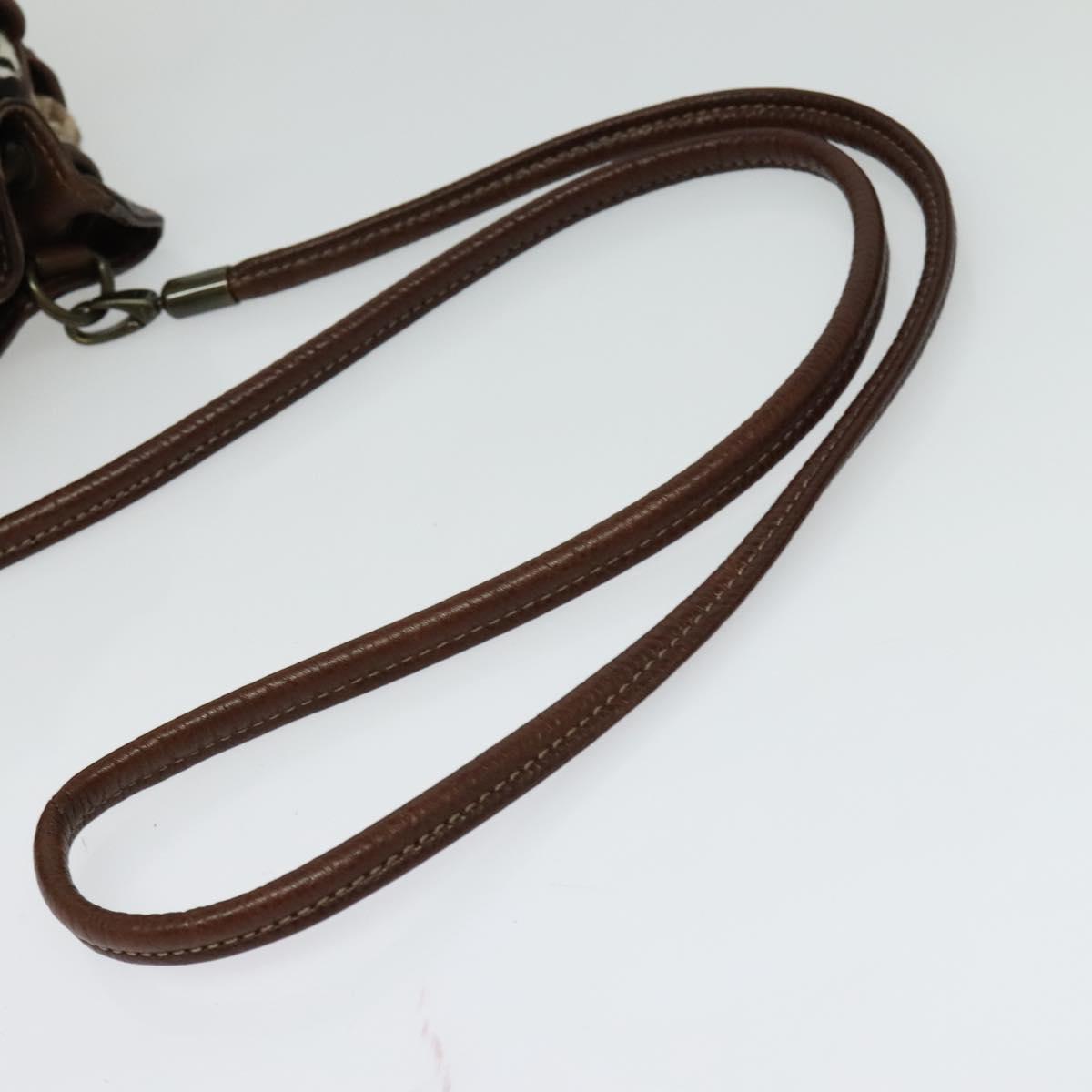 BURBERRY Nova Check Blue Label Shoulder Bag Wool Brown Auth yk18434