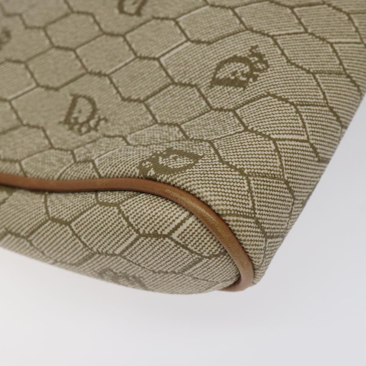Christian Dior Honeycomb Canvas Clutch Bag PVC Beige Gold Auth yk18440