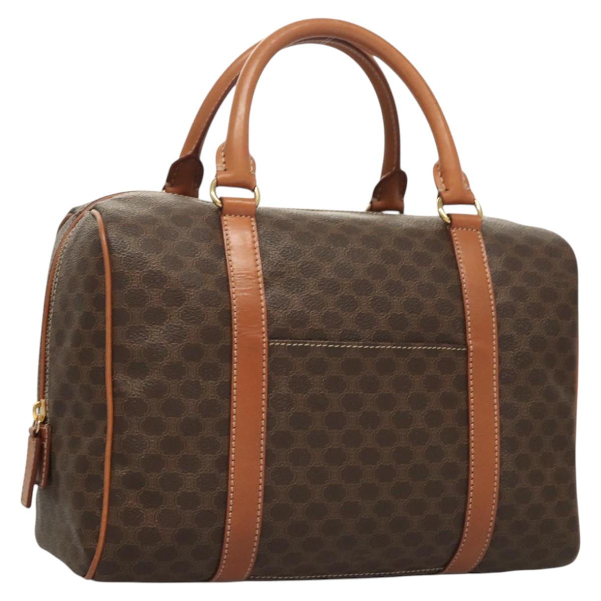 CELINE Macadam Canvas Hand Bag PVC Leather Brown Gold Auth yk18442V