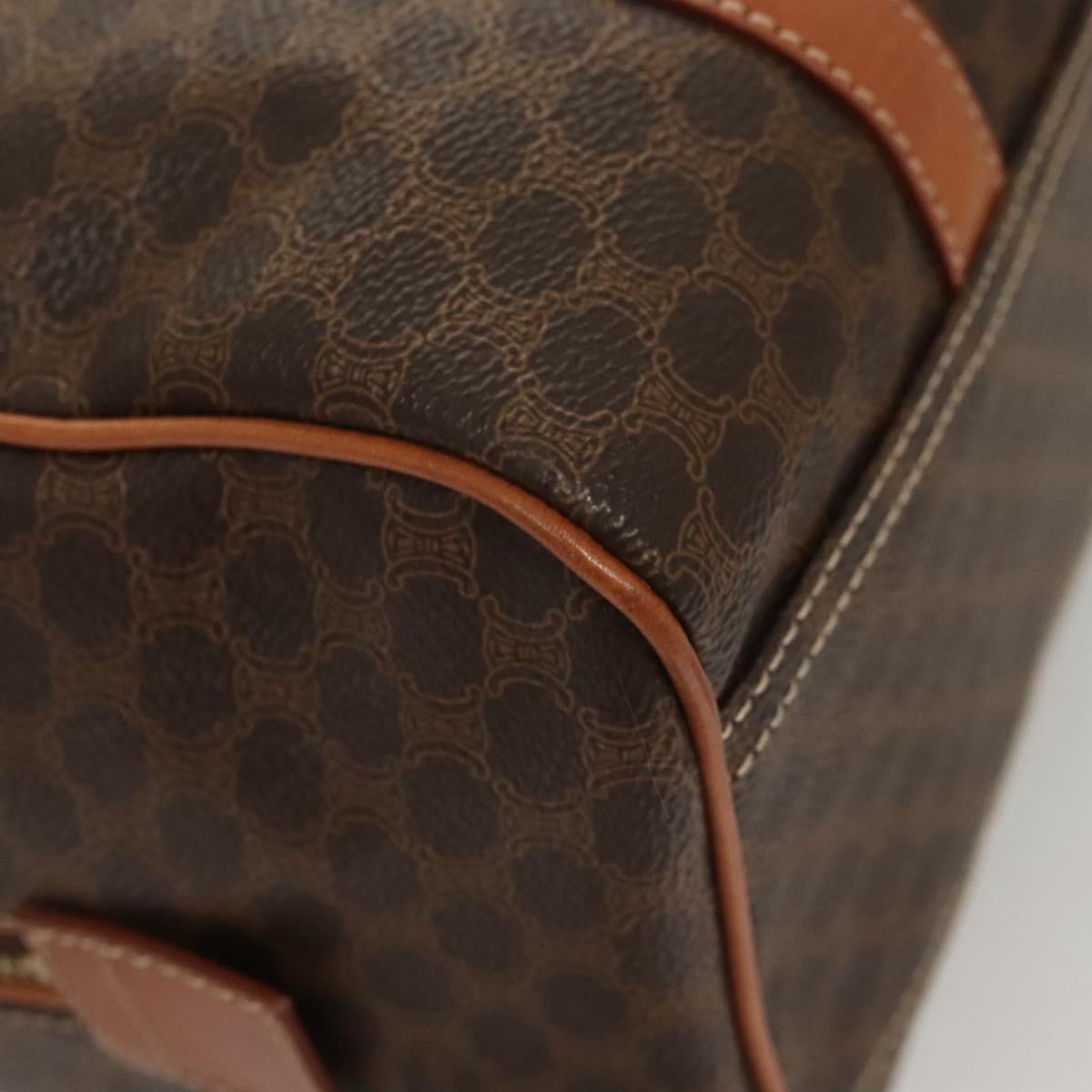 CELINE Macadam Canvas Hand Bag PVC Leather Brown Gold Auth yk18442V