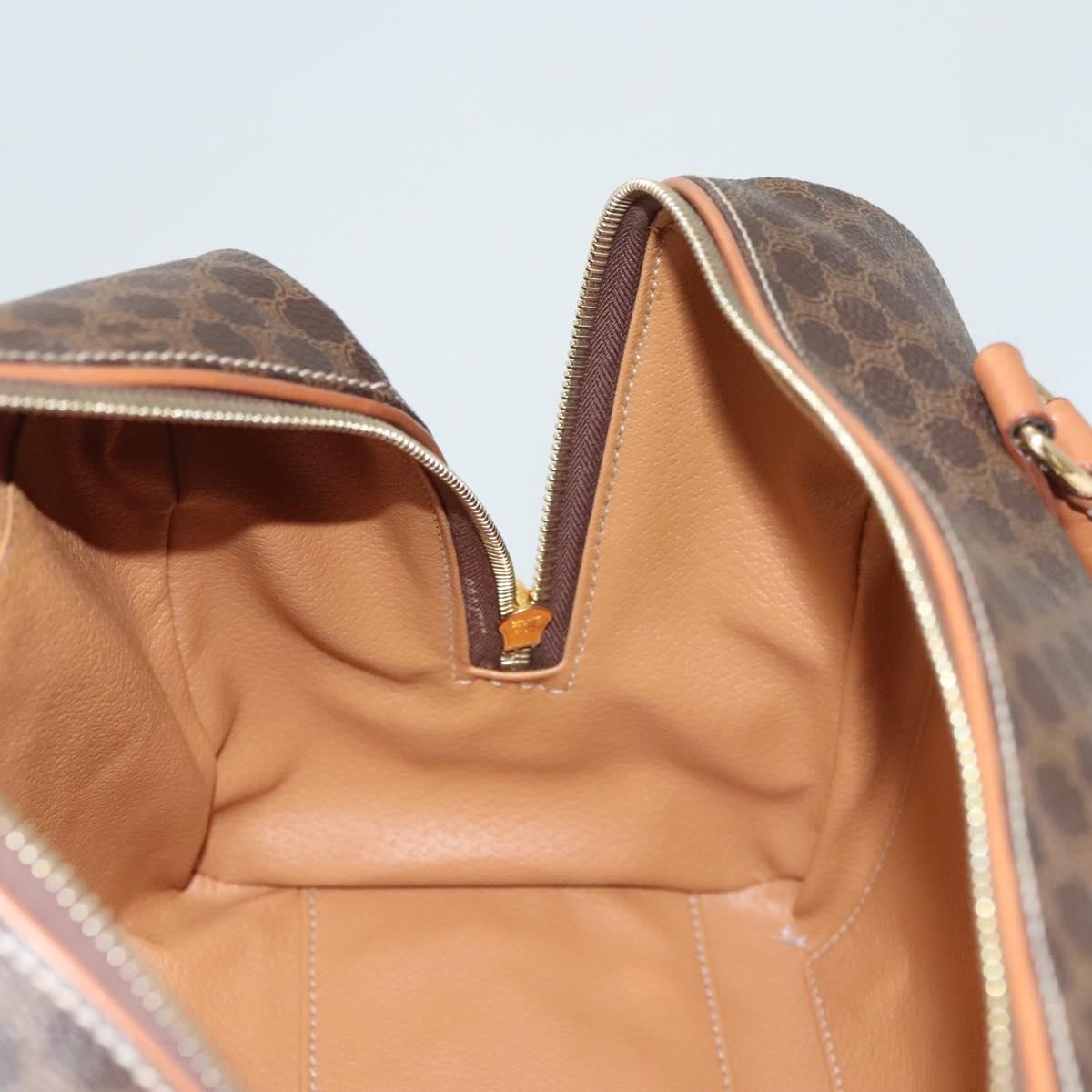 CELINE Macadam Canvas Hand Bag PVC Leather Brown Gold Auth yk18442V