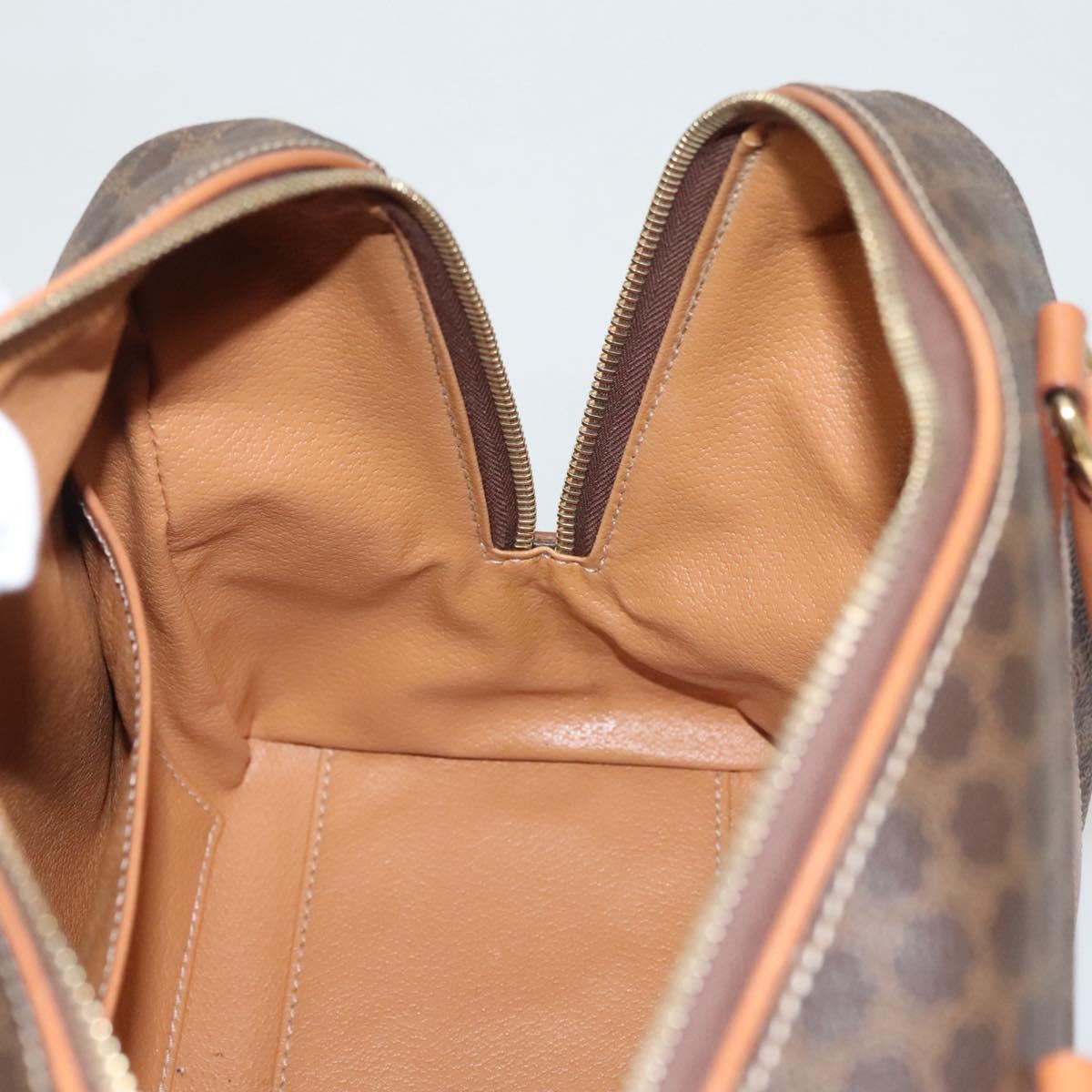 CELINE Macadam Canvas Hand Bag PVC Leather Brown Gold Auth yk18442V