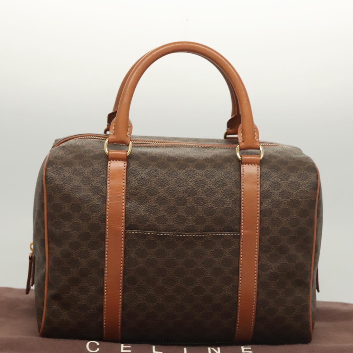 CELINE Macadam Canvas Hand Bag PVC Leather Brown Gold Auth yk18442V