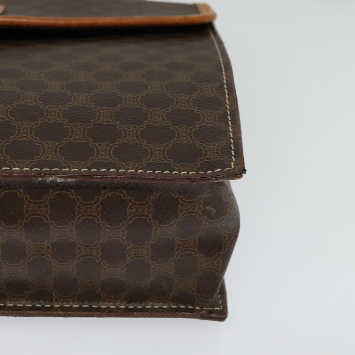 CELINE Macadam Canvas Hand Bag PVC Leather 2way Brown Gold Auth yk18454