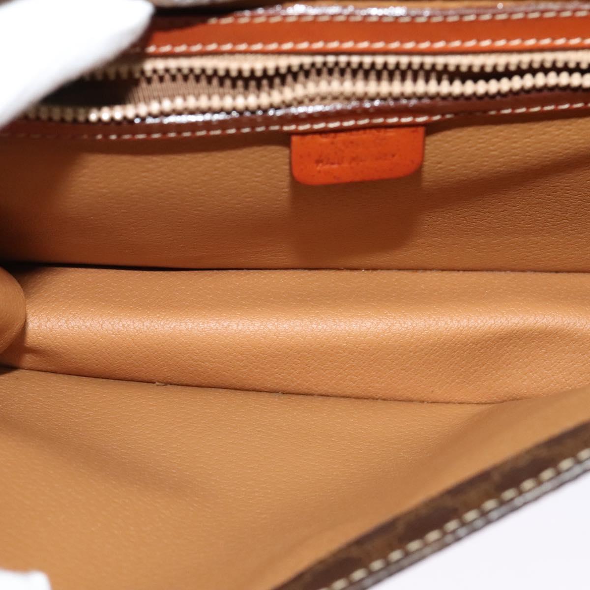 CELINE Macadam Canvas Hand Bag PVC Leather 2way Brown Gold Auth yk18454
