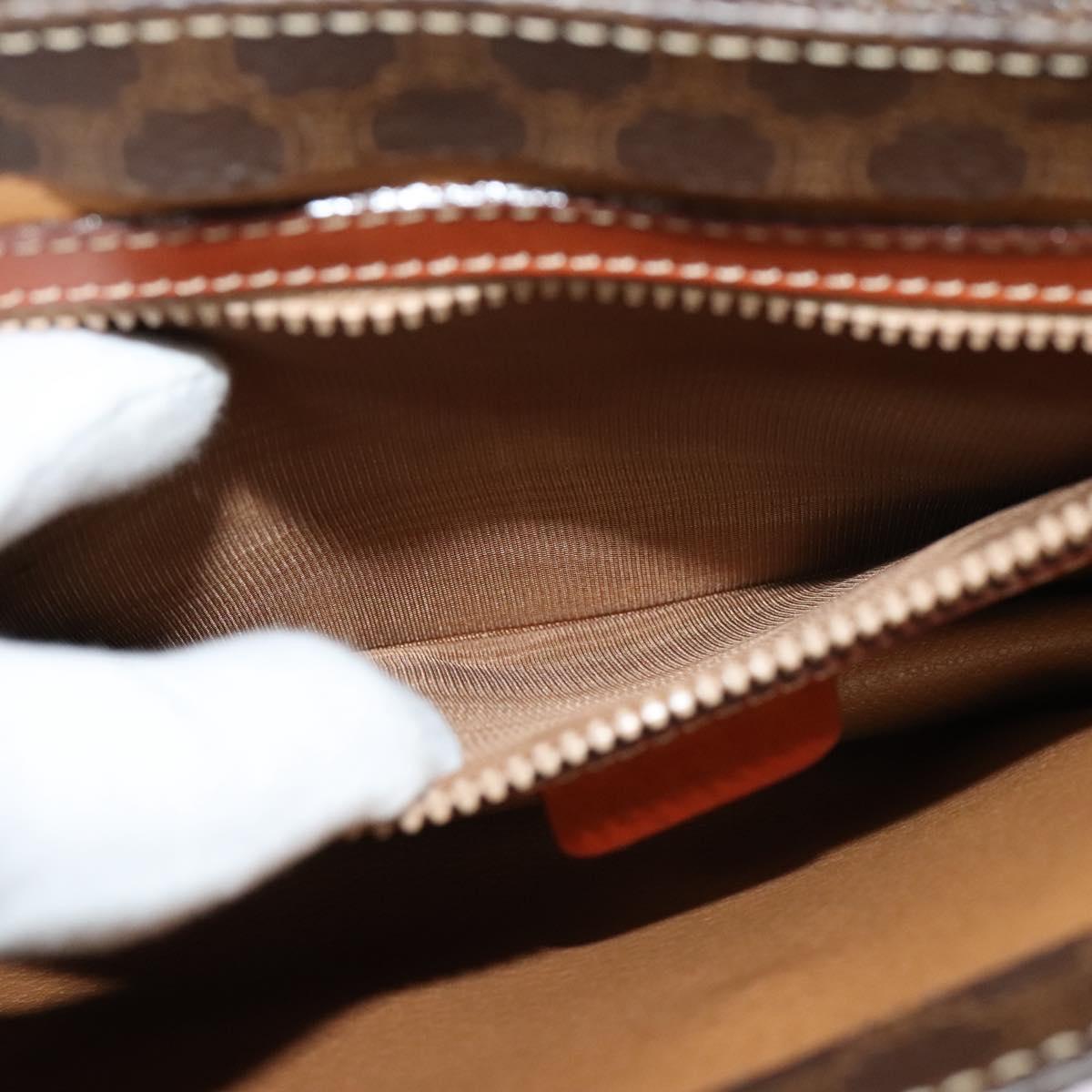 CELINE Macadam Canvas Hand Bag PVC Leather 2way Brown Gold Auth yk18454