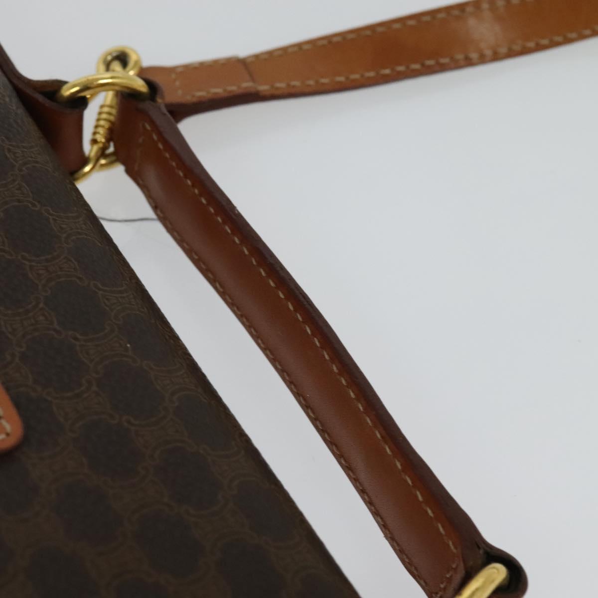 CELINE Macadam Canvas Hand Bag PVC Leather 2way Brown Gold Auth yk18454