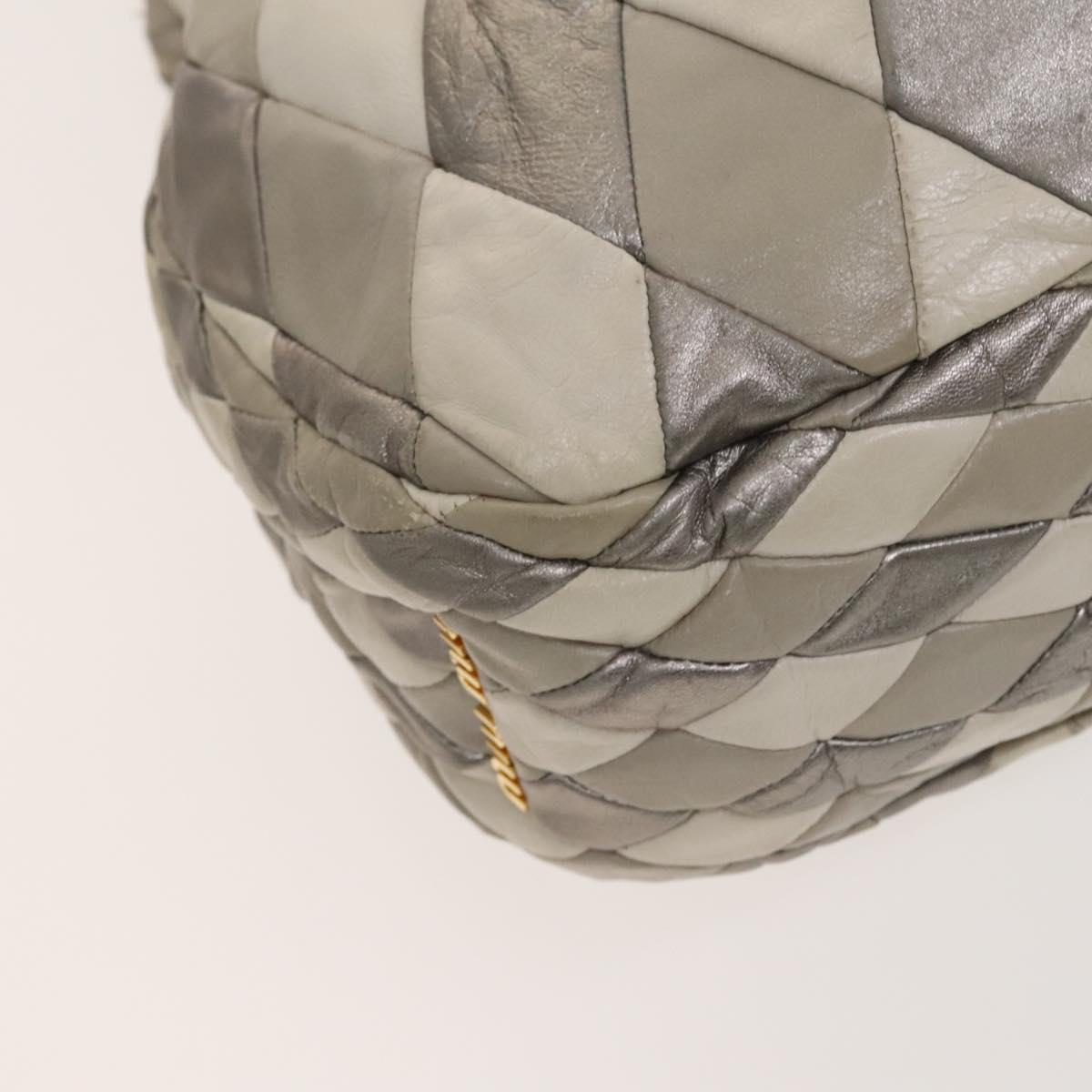 Miu Miu Shoulder Bag Leather 2way Gray Gold Auth yk18463