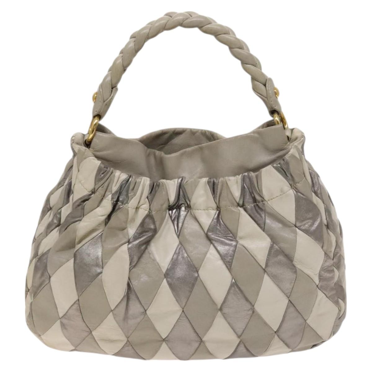 Miu Miu Shoulder Bag Leather 2way Gray Gold Auth yk18463