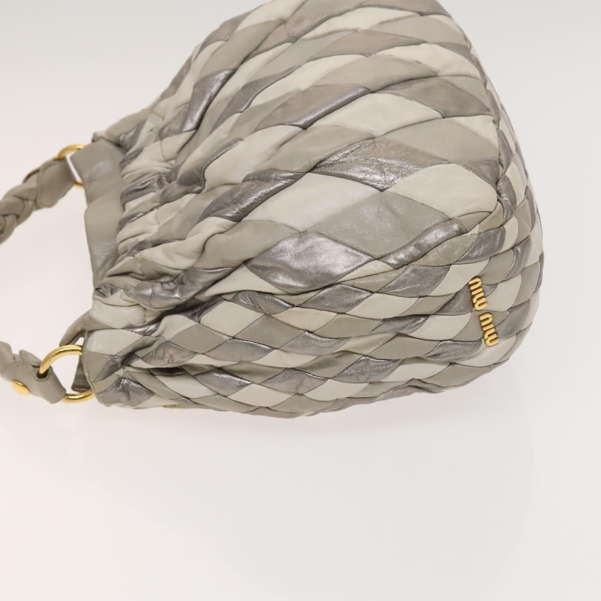 Miu Miu Shoulder Bag Leather 2way Gray Gold Auth yk18463