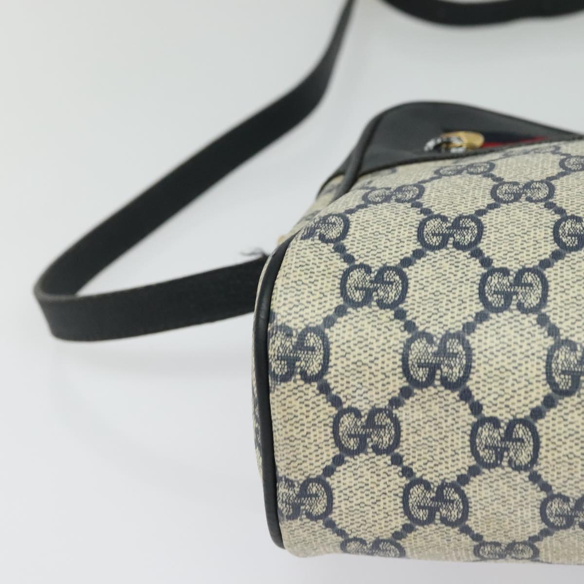 GUCCI GG Supreme Sherry Line Shoulder Bag PVC Navy Gold 001 56 6472 Auth yk18475