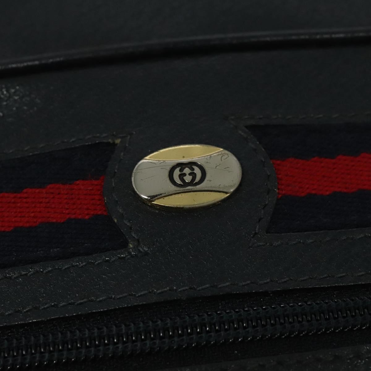 GUCCI GG Supreme Sherry Line Shoulder Bag PVC Navy Gold 001 56 6472 Auth yk18475