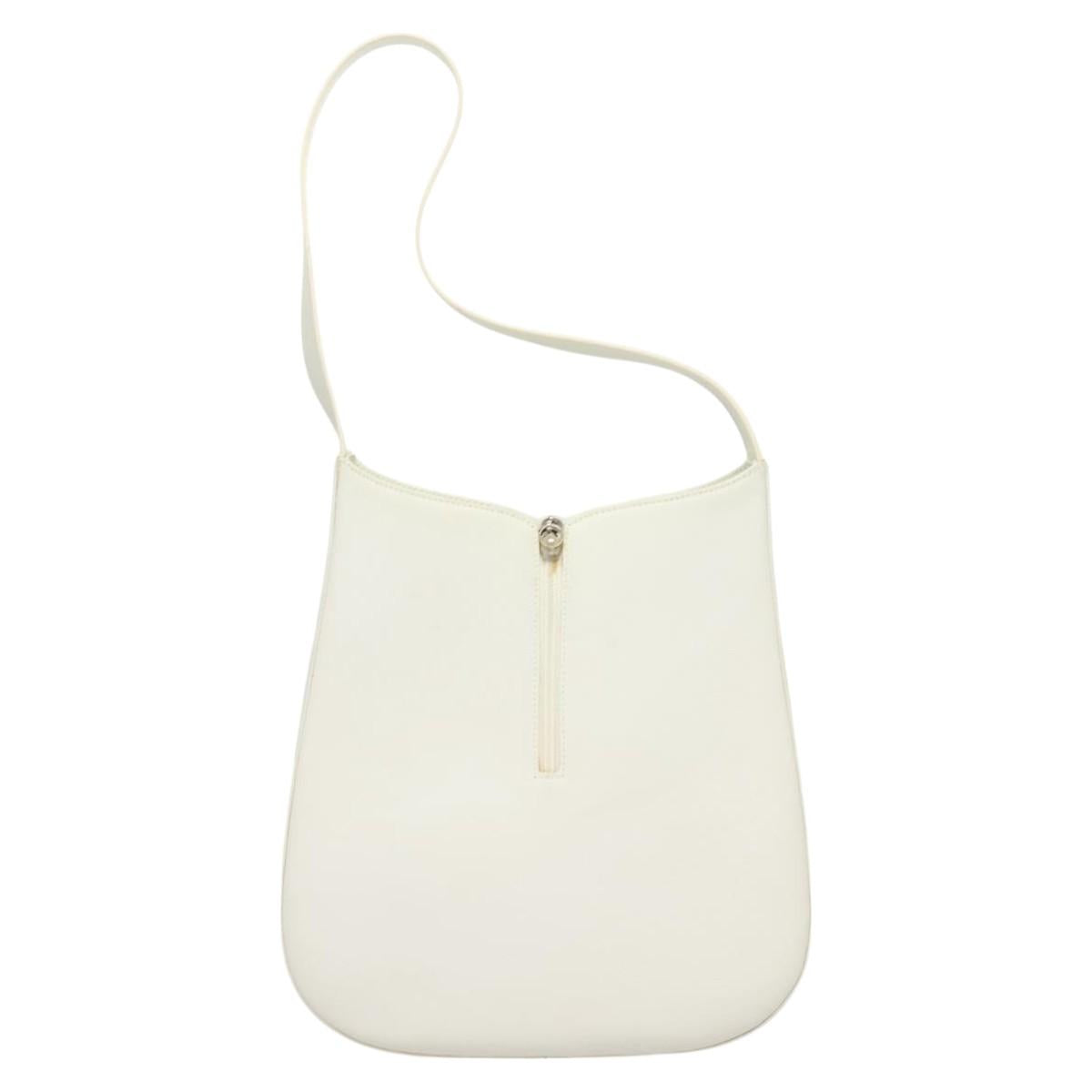 Salvatore Ferragamo Shoulder Bag Leather White Silver Auth yk18499