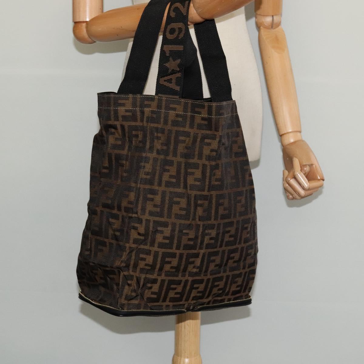FENDI Zucca Canvas Tote Bag Black Brown Auth yk18506