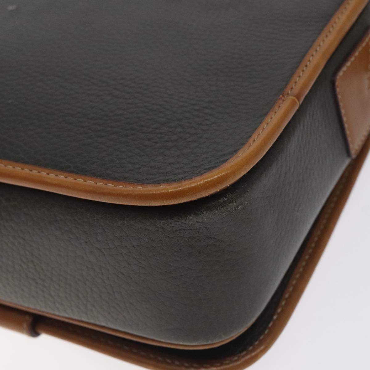 CELINE Shoulder Bag Leather Khaki Gold Auth yk18543