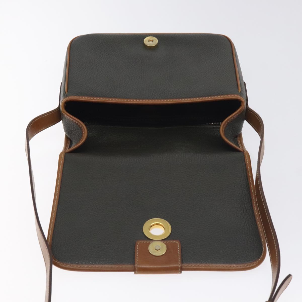 CELINE Shoulder Bag Leather Khaki Gold Auth yk18543