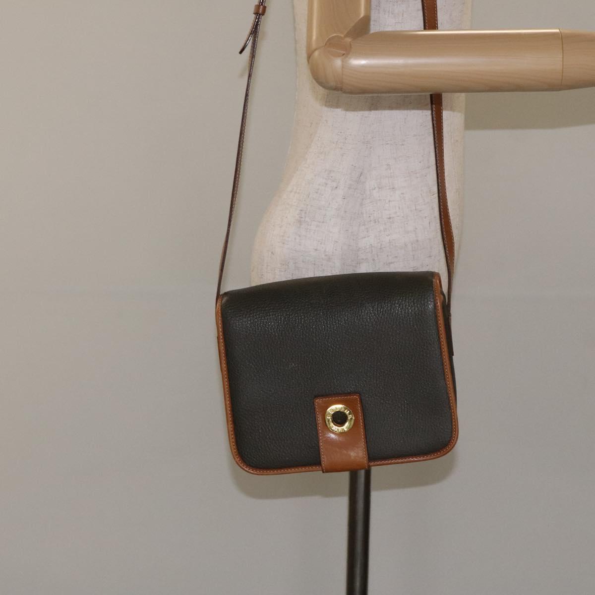CELINE Shoulder Bag Leather Khaki Gold Auth yk18543
