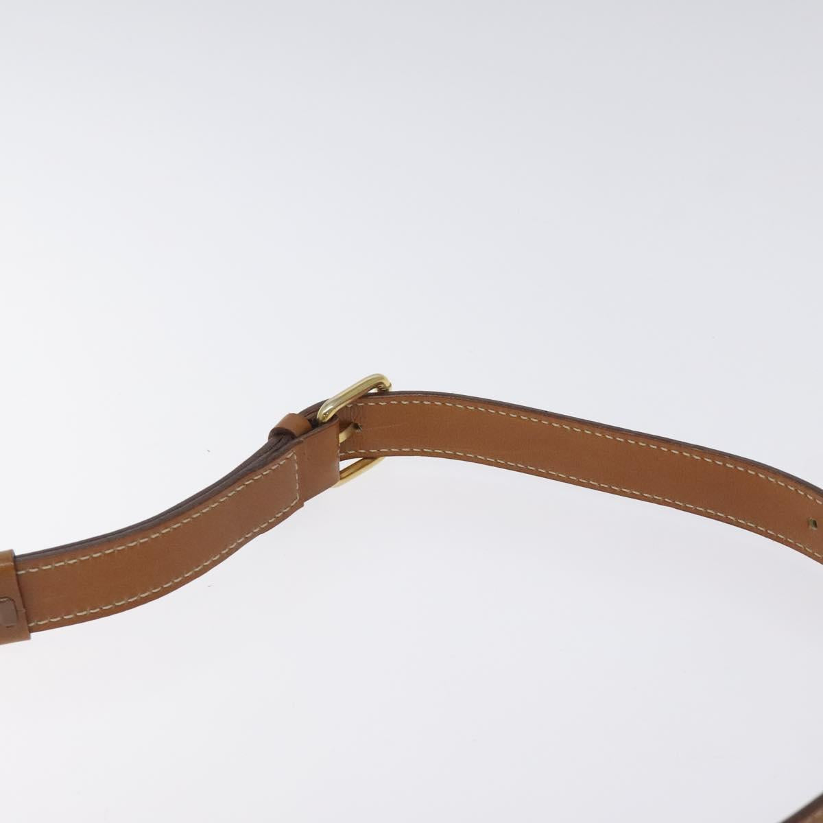 CELINE Shoulder Bag Leather Khaki Gold Auth yk18543