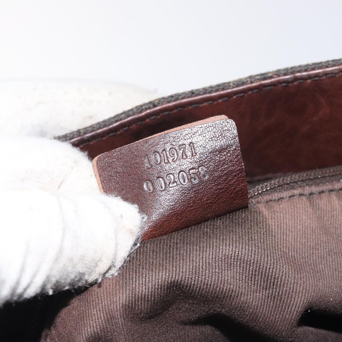 GUCCI GG Canvas Tote Bag Brown Silver 101971 Auth yk18550