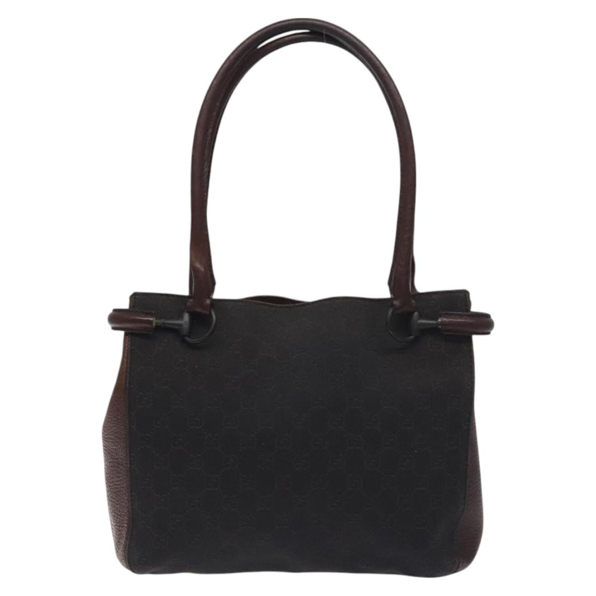 GUCCI GG Canvas Tote Bag Brown Silver 101971 Auth yk18550