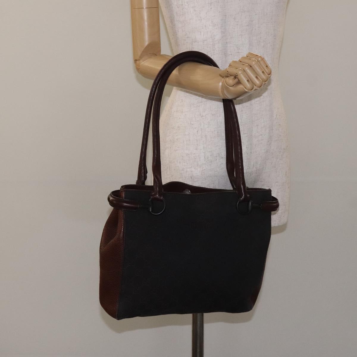 GUCCI GG Canvas Tote Bag Brown Silver 101971 Auth yk18550