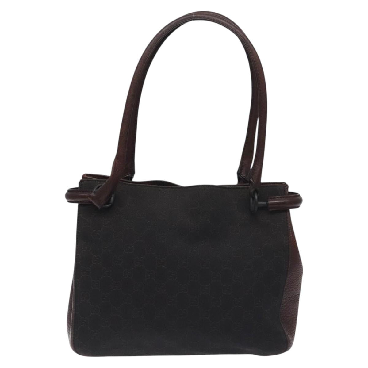 GUCCI GG Canvas Tote Bag Brown Silver 101971 Auth yk18550