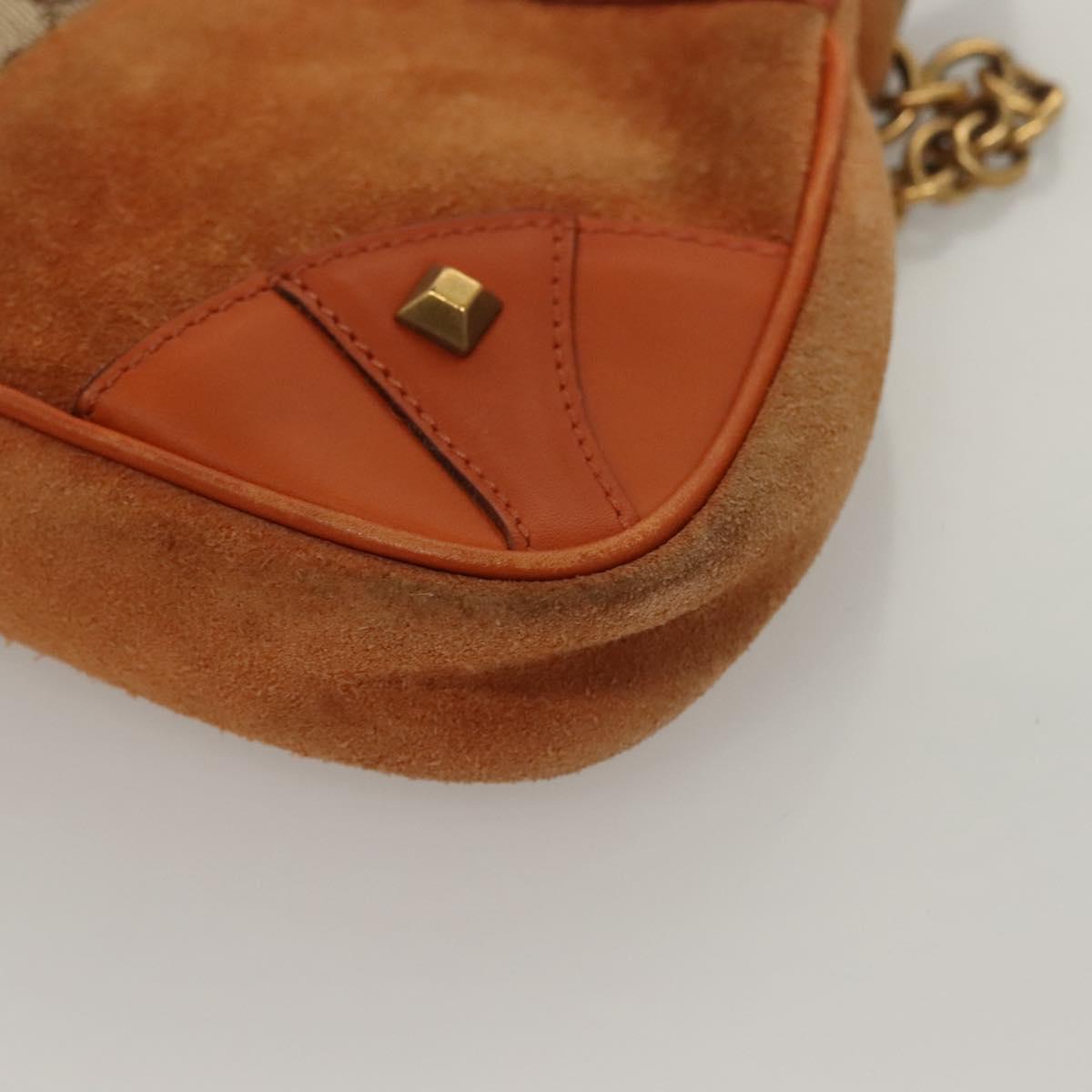 GUCCI GG Canvas Chain Accessory Pouch Orange 120940 Auth yk18564