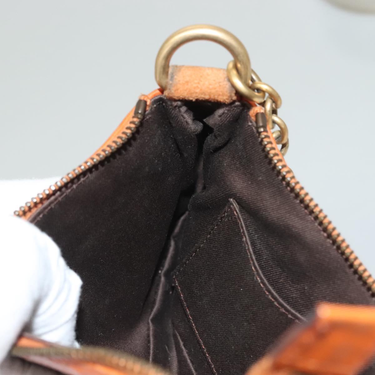 GUCCI GG Canvas Chain Accessory Pouch Orange 120940 Auth yk18564