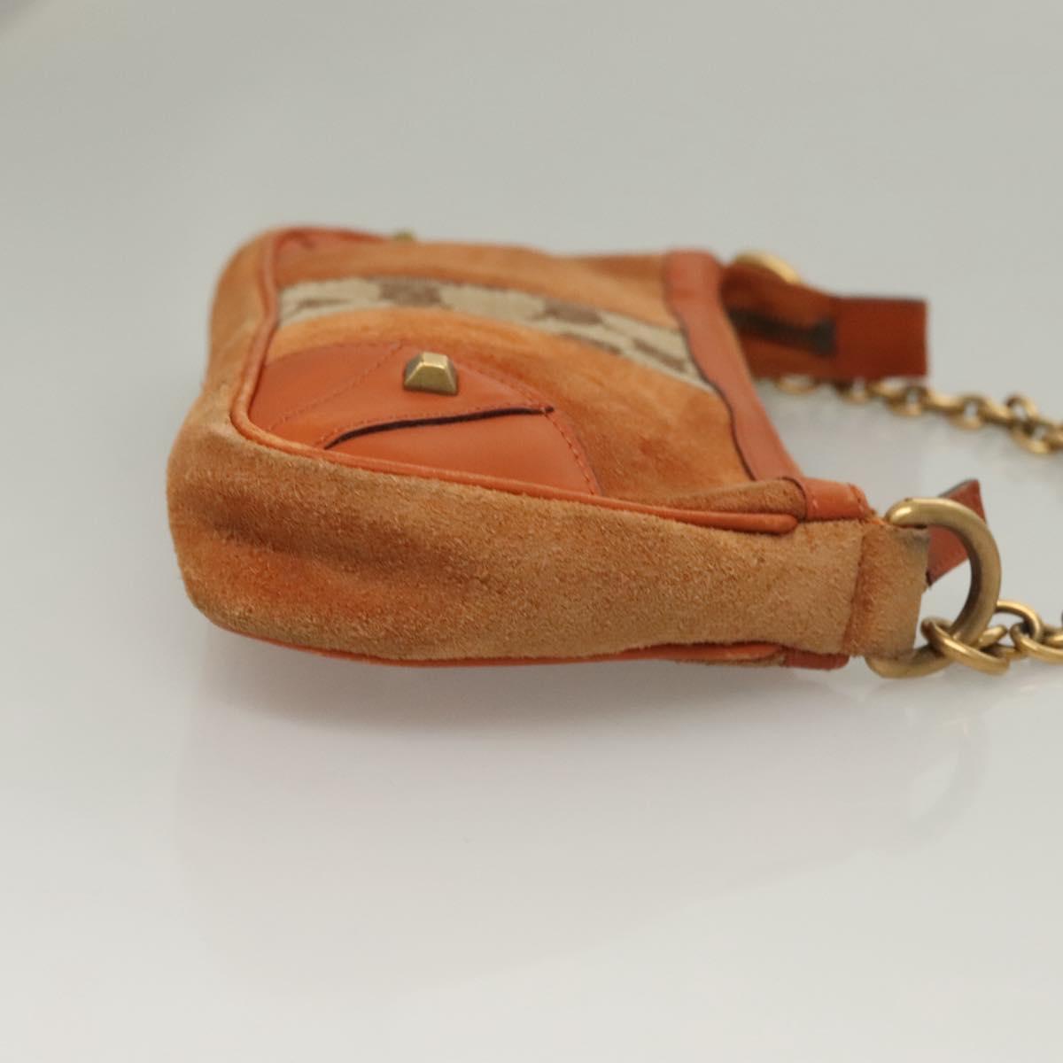 GUCCI GG Canvas Chain Accessory Pouch Orange 120940 Auth yk18564