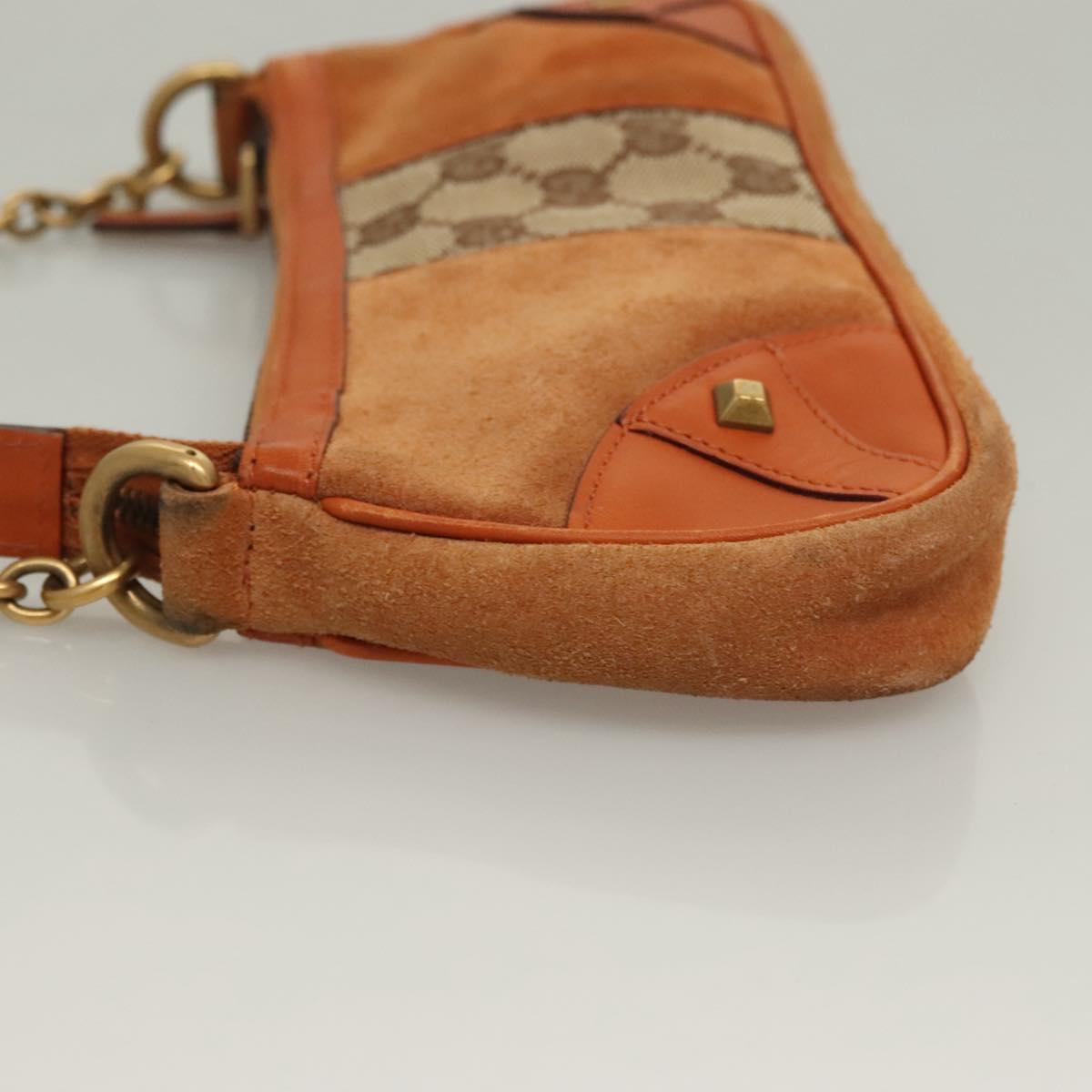 GUCCI GG Canvas Chain Accessory Pouch Orange 120940 Auth yk18564
