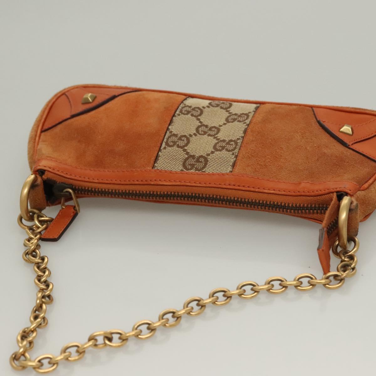 GUCCI GG Canvas Chain Accessory Pouch Orange 120940 Auth yk18564