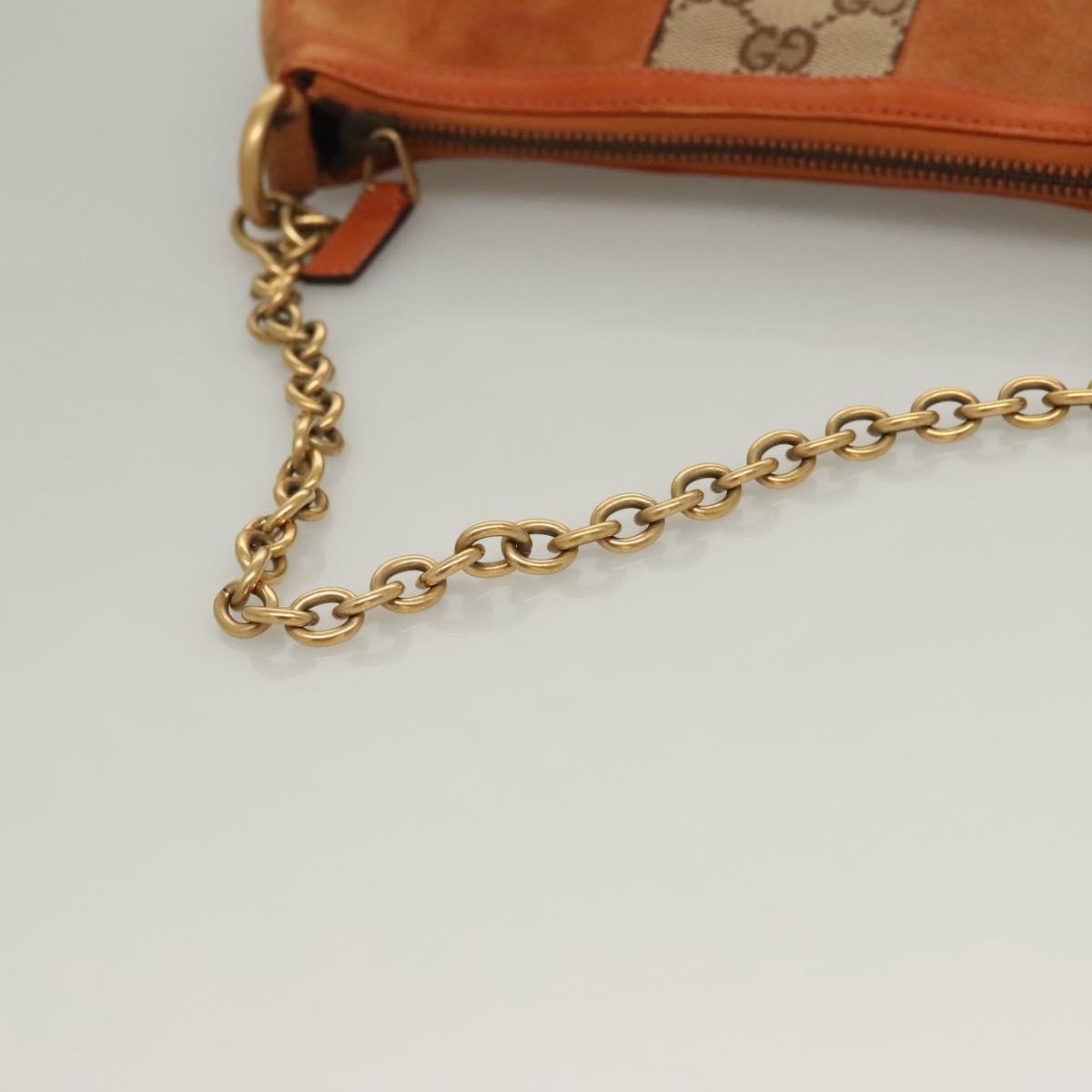 GUCCI GG Canvas Chain Accessory Pouch Orange 120940 Auth yk18564
