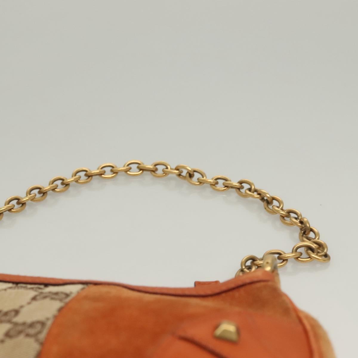 GUCCI GG Canvas Chain Accessory Pouch Orange 120940 Auth yk18564